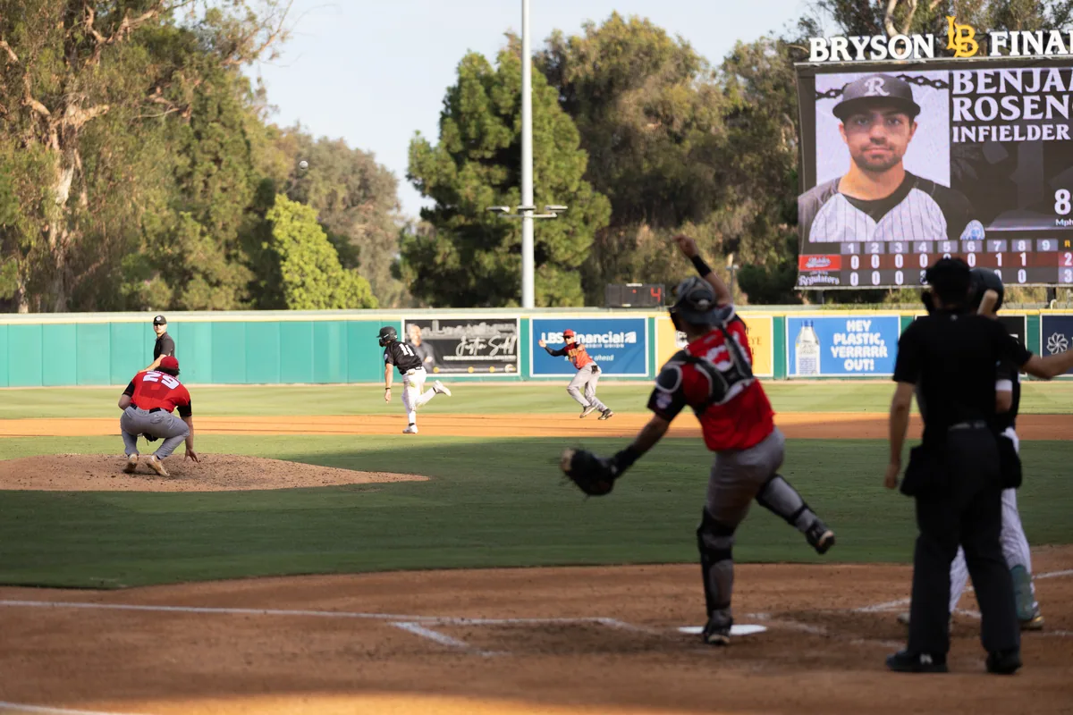 A player card for a Regulators infielder on the Bryson Financial videoboard